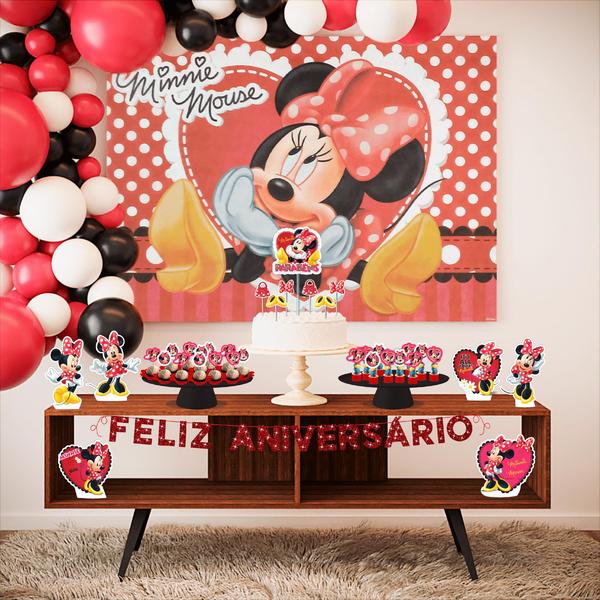 Imagem de Kit festa completo 107pçs decoração Minnie Mouse aniversário