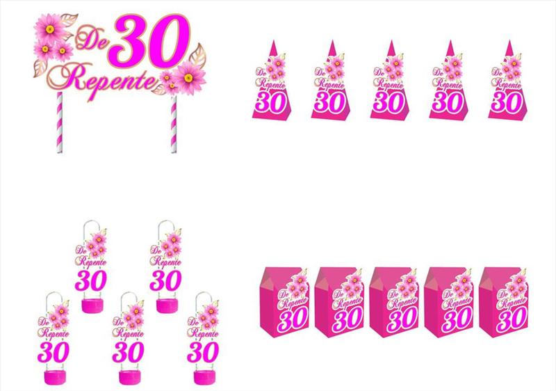 Kit Festa De Repente 30 - 61 peças (20 pessoas) cone milk - Produto artesanal Imagem de Kit Festa De Repente 30 - 61 peças (20 pessoas) cone milk