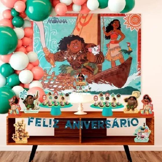 Imagem de Kit Festa Decoração Moana Festa Fácil Pronta 39 Peças Piffer