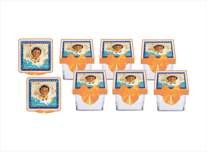 Imagem de Kit festa decorado Moana Baby  (laranja) 113 peças (10 pessoas)