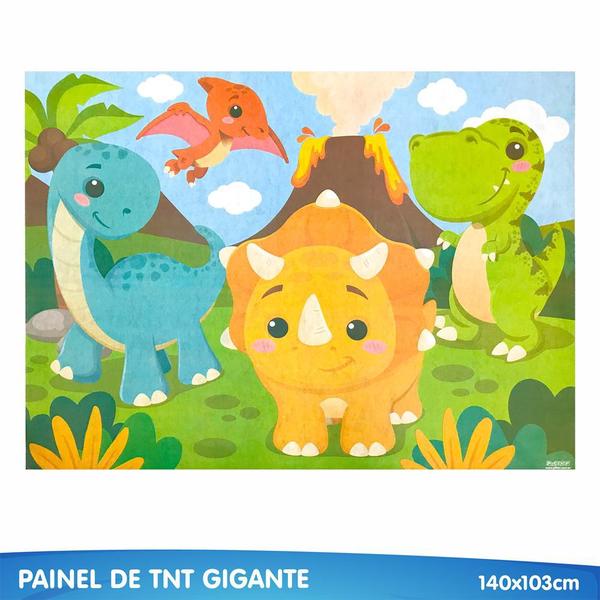 Imagem de Kit festa Dino Baby Decoração Aniv Painel + 25 Balão +Toalha