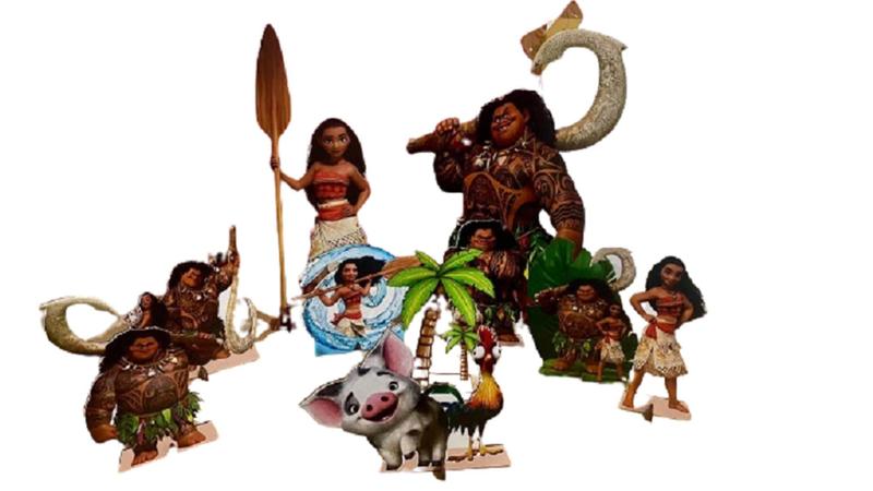 Imagem de Kit Festa Display Moana, 10 Mesa ,2 De Chão Para Decoração em Mdf.