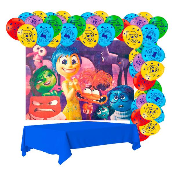 Imagem de Kit festa Divertidamente Decora Painel+ Toalha Azul +Balão