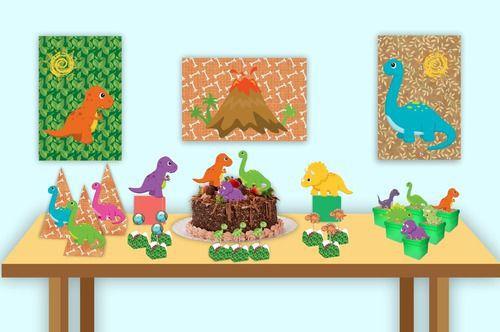 Imagem de Kit Festa Em Casa 42 Peças Dino Baby - Só Um Bolinho - Dino Decoração