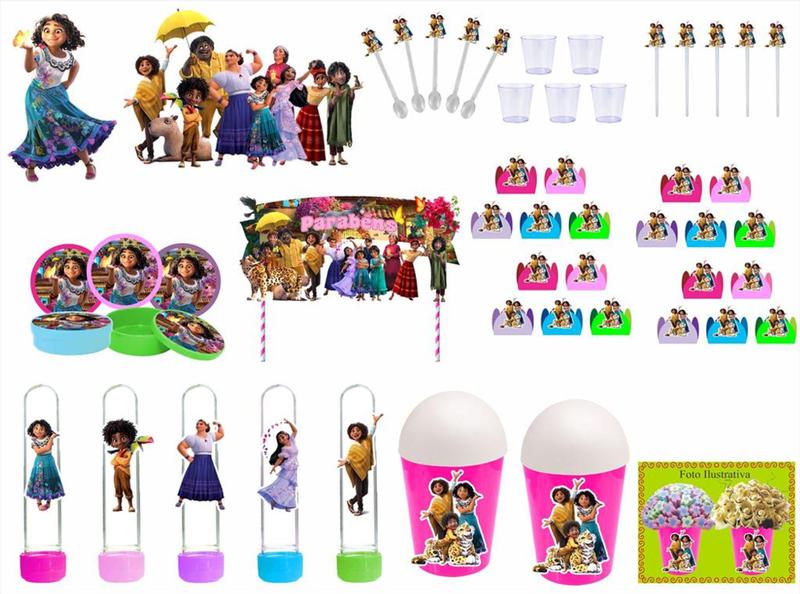 Kit Festa Encanto Colorido 155 peças (20 pessoas) - Produto artesanal Imagem de Kit Festa Encanto Colorido 155 peças (20 pessoas)
