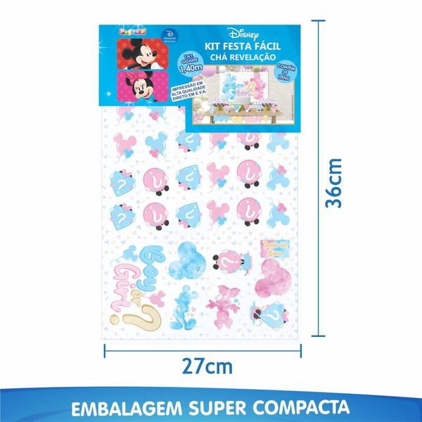 Imagem de Kit Festa Fácil Chá Revelação 39 Pçs  - Minnie e Mickey