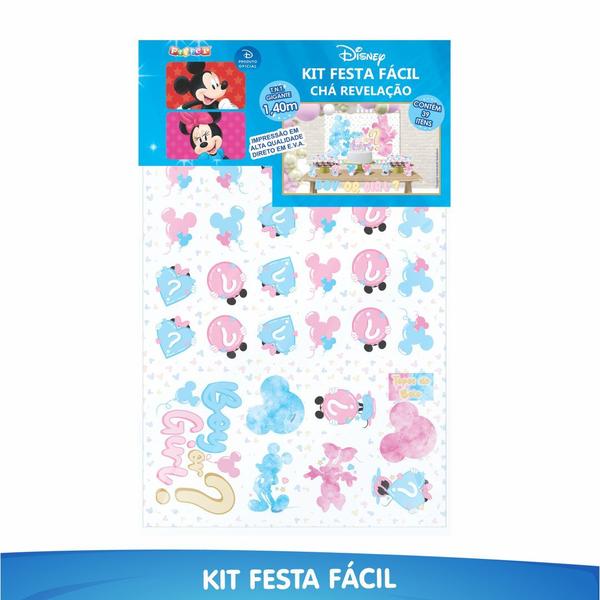 Imagem de Kit Festa Fácil Chá Revelação 39 Pçs  - Minnie e Mickey