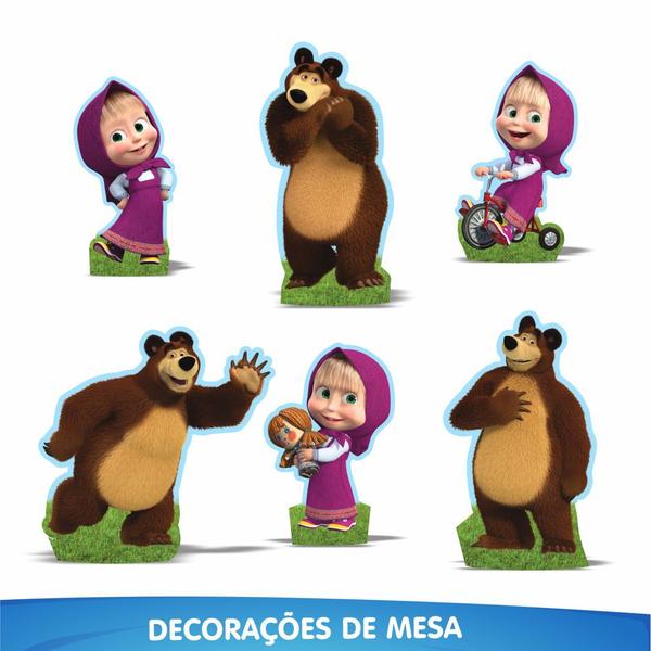 Imagem de Kit Festa Fácil Decoração Aniversário 39 Pçs  - Masha e Urso