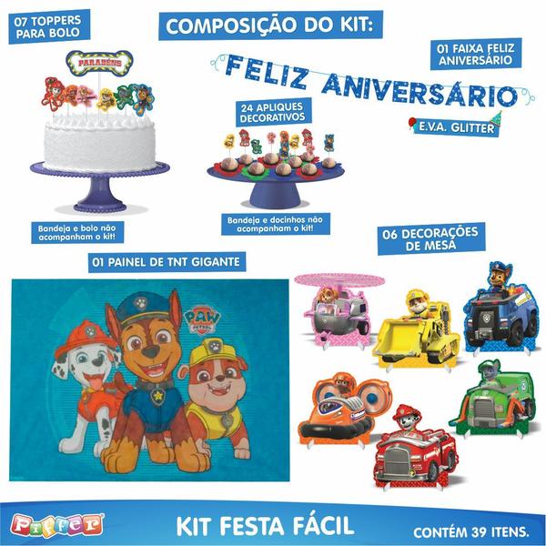 Imagem de Kit Festa Fácil Decoração Aniversário 39pçs- Patrulha Canina