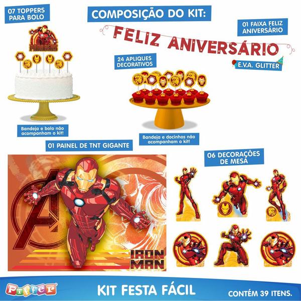 Imagem de Kit Festa Fácil Homem de Ferro Decoração De Festa Aniversário Completo