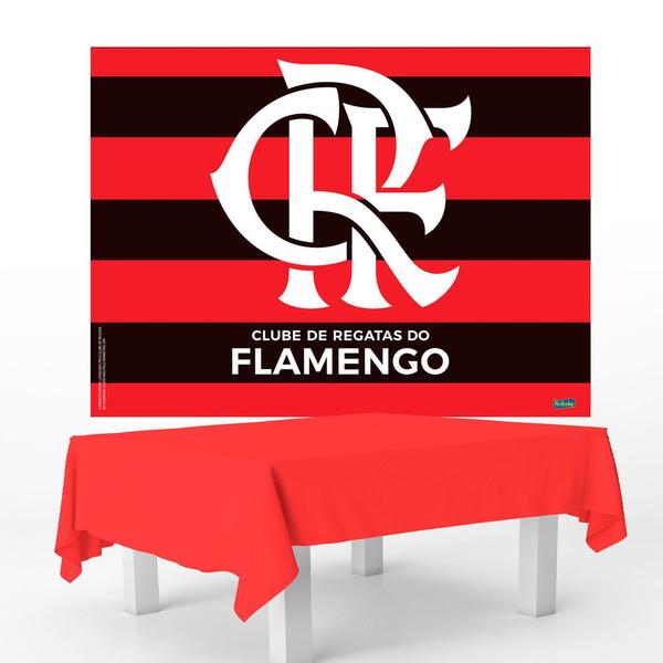 Imagem de Kit festa Flamengo Toalha Vermelha PLA + Painel +Balão preto