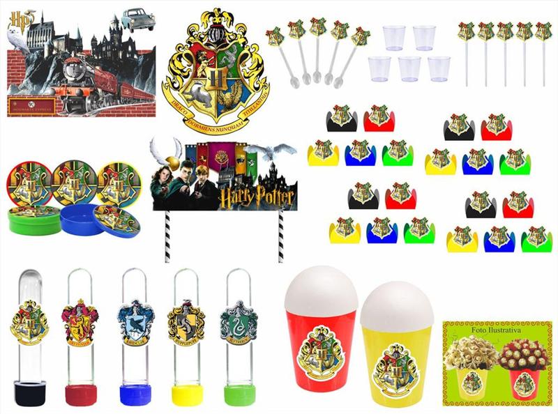 Imagem de Kit festa Harry Potter Clãs (colorido) 105 peças (10 pessoas)