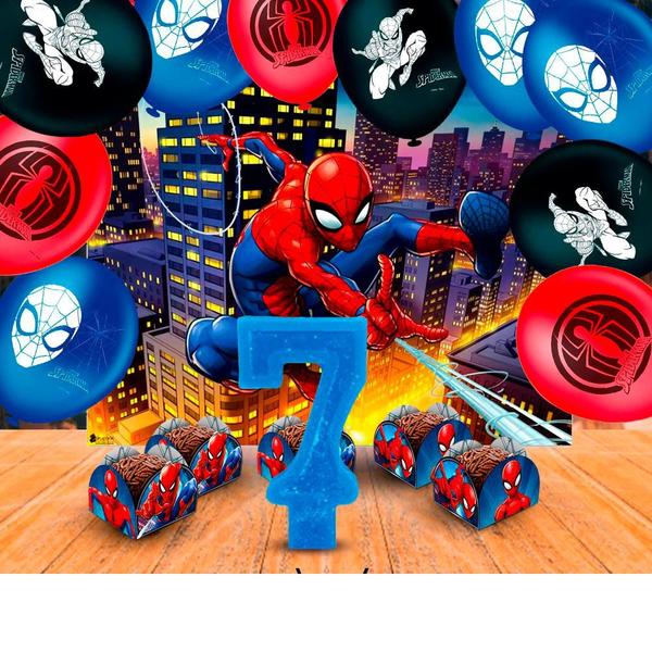 Imagem de Kit Festa Homem aranha decoração aniversário 7 anos 77 itens