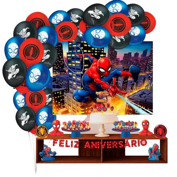 Imagem de Kit festa Homem Aranha Decoração aniversário EVA + 25 Balão