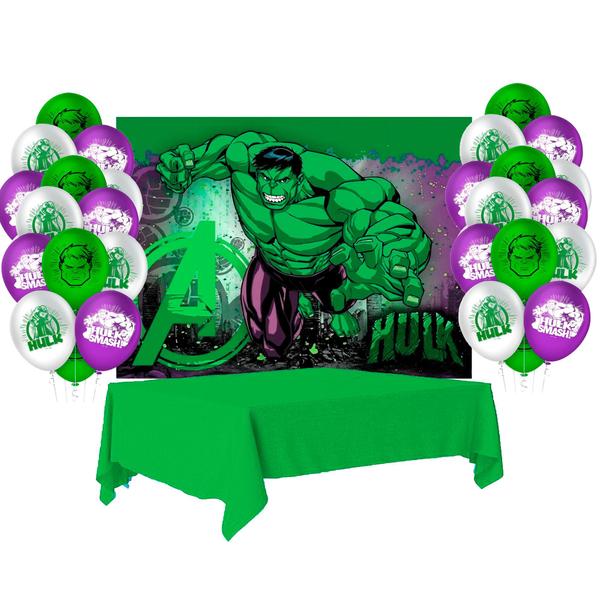 Imagem de Kit festa Hulk Decoração Aniversário Painel +Toalha + Balão