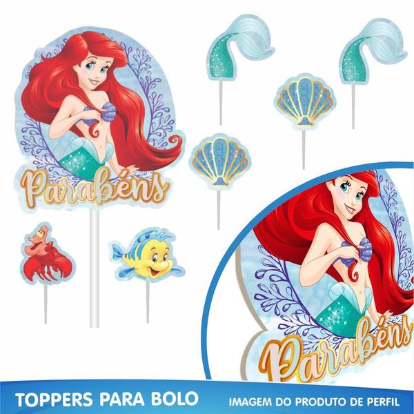 Imagem de Kit Festa Infantil Ariel Pequena Sereia 39 Itens Painel +