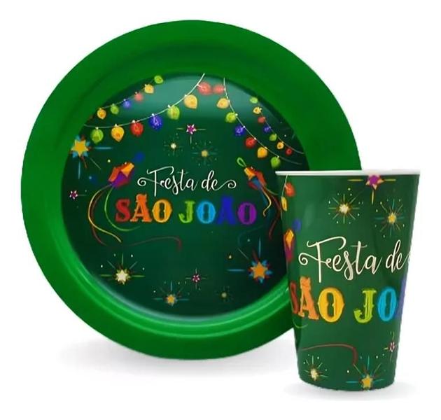 Kit Festa Junina Decorado São João - Prato E Copo - Cdi Plastic Imagem de Kit Festa Junina Decorado São João - Prato E Copo