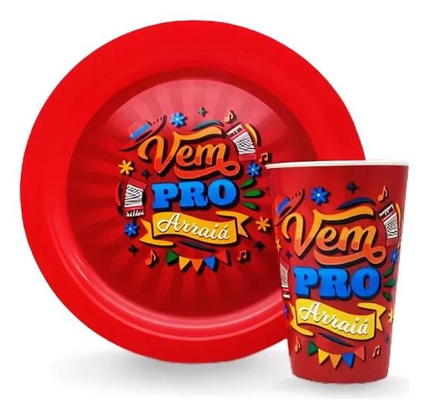Kit Festa Junina Decorado São João - Prato E Copo - Cdi Plastic Imagem de Kit Festa Junina Decorado São João - Prato E Copo
