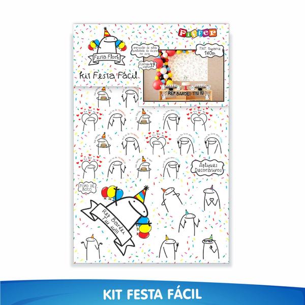 Imagem de Kit Festa Meme Flork 39 Itens Painel + Faixa + Topo De Bolo