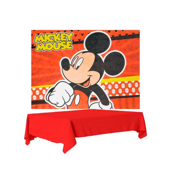 Imagem de Kit festa Mickey Decoração Aniversáraio Painel + Toalha 2,74