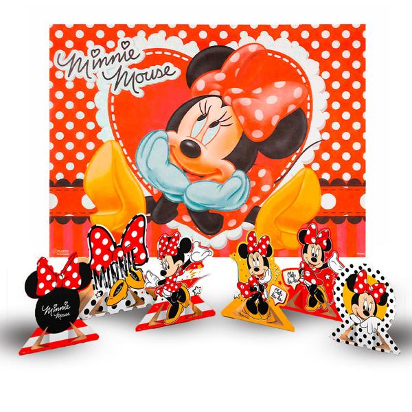 Imagem de Kit Festa Minnie Mouse Decoração Painel Gigante + Display