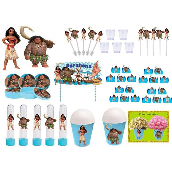 Kit festa Moana 105 peças (10 pessoas) - Produto artesanal Imagem de Kit festa Moana 105 peças (10 pessoas)