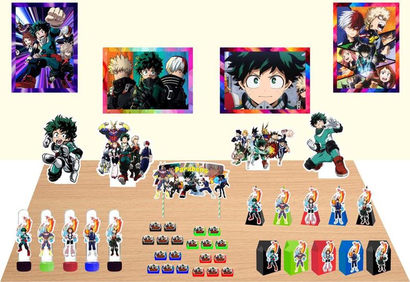 Kit Festa My Hero Academia 149 peças (30 pessoas) cone milk - Produto artesanal Imagem de Kit Festa My Hero Academia 149 peças (30 pessoas) cone milk