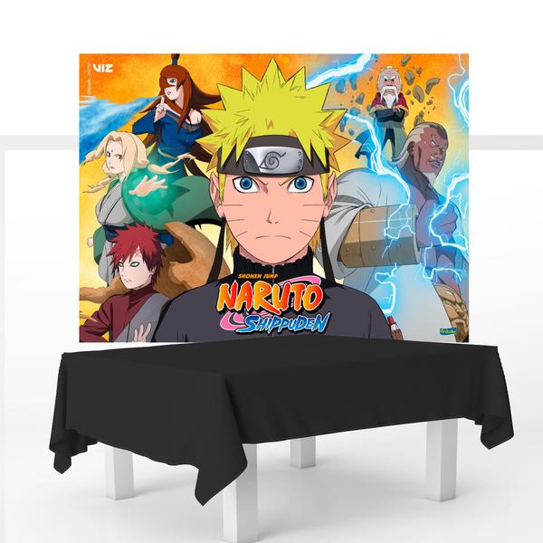 Imagem de Kit festa Naruto Decoração Anivesá Toalha Preta + Painel TNT