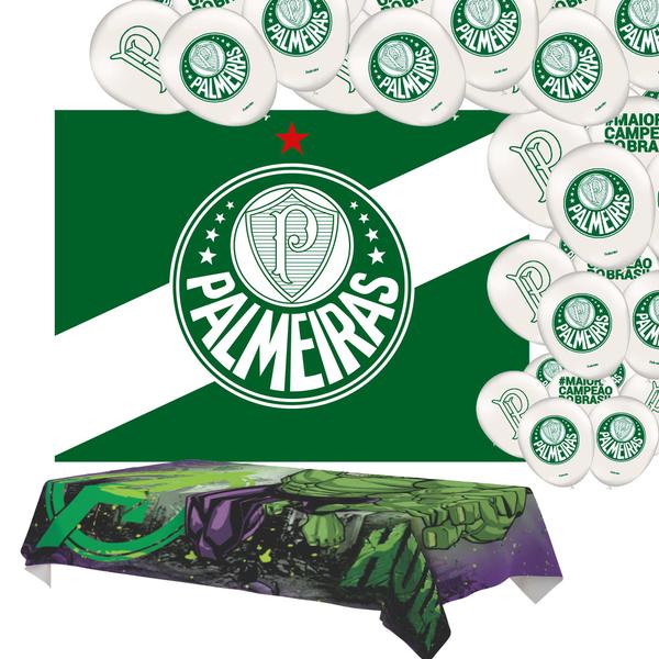 Imagem de Kit Festa Palmeiras e Hulk Decoração Painel+ Toalha +balão