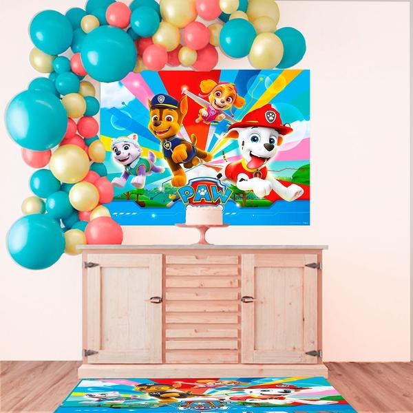 Imagem de Kit festa Patrulha Canina Decoração completa Painel +Toalha Azul