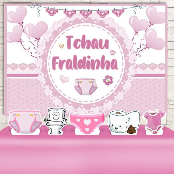 KIT Festa Prata Tchau Fraldinha Rosa - IMPAKTO VISUAL Imagem de KIT Festa Prata Tchau Fraldinha Rosa - IMPAKTO VISUAL