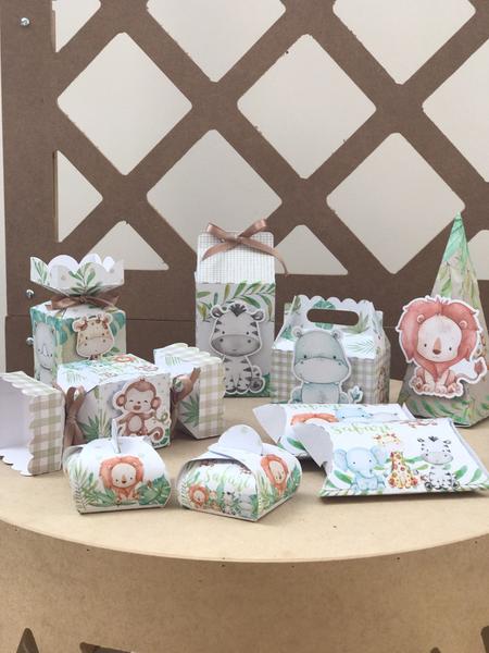 Imagem de Kit Festa Safari Baby Caixinhas Lembrancinhas Chá de bebê Aniversaro infantil