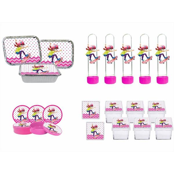 Kit Festa Skate Menina 40 peças (10 pessoas) - Produto artesanal Imagem de Kit Festa Skate Menina 40 peças (10 pessoas)