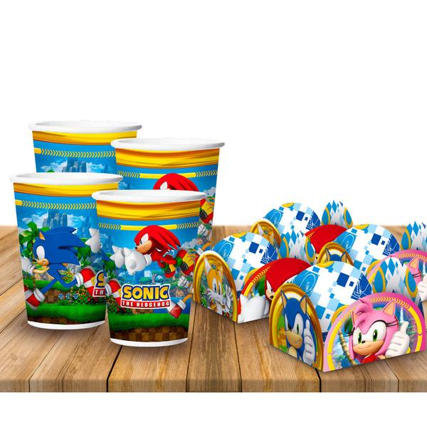 Kit festa Sonic Decoração Aniversário 12 Copos +50 Forminhas - Regina festa Imagem de Kit festa Sonic Decoração Aniversário 12 Copos +50 Forminhas