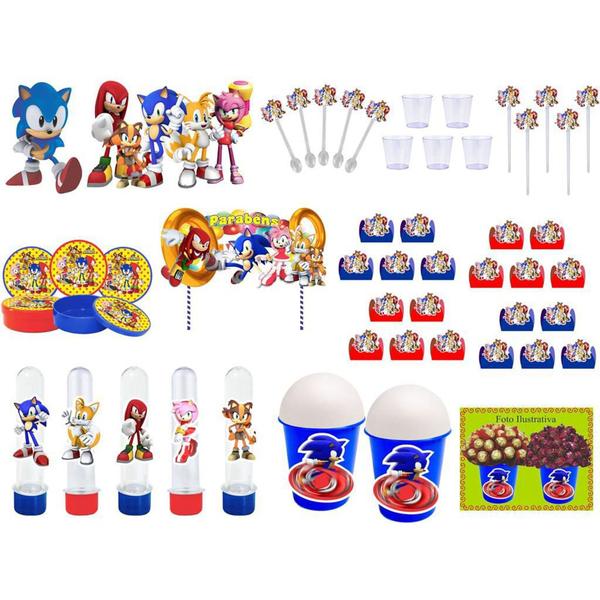 Imagem de Kit festa Sonic e sua Turma 105 peças (10 pessoas)