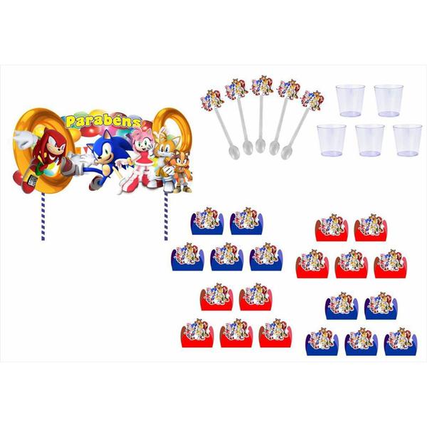 Imagem de Kit festa Sonic e sua Turma 105 peças (10 pessoas)