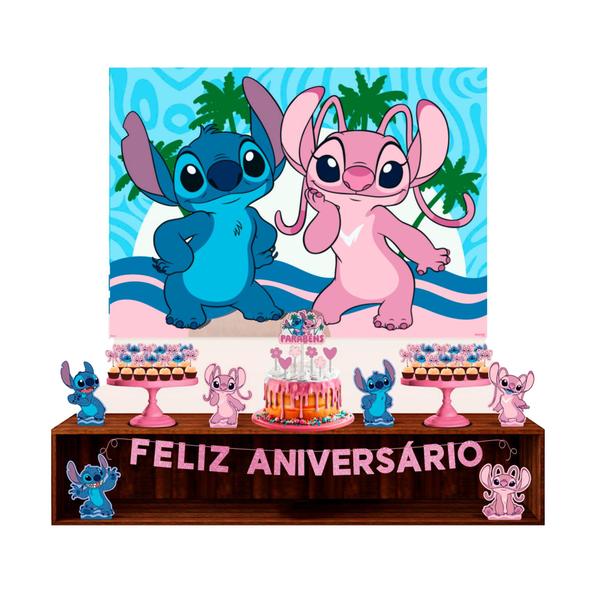 Imagem de Kit Festa Stitch Rosa Decoração Aniversário em EVA completo