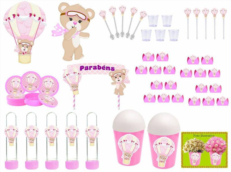 Kit Festa Ursinha Baloeira 255 peças (30 pessoas) - Produto artesanal Imagem de Kit Festa Ursinha Baloeira 255 peças (30 pessoas)