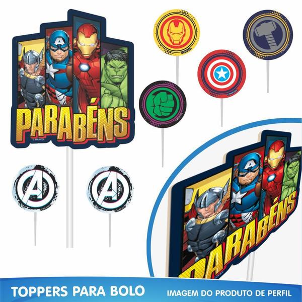 Imagem de Kit Festa Vingadores 39 Itens Painel Faixa Enfeites Topo