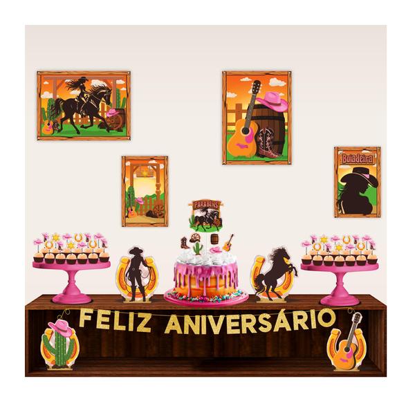 Imagem de Kit feta Boiadeira Decoração aniversário completo EVA 40pçs