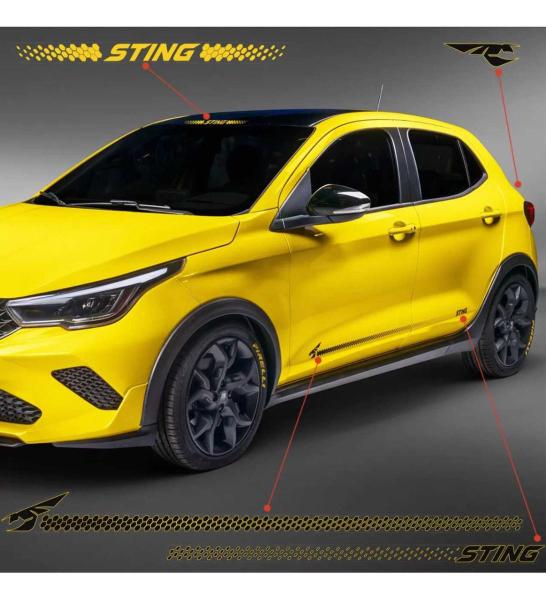 Imagem de Kit Fiat Argo Sting 2023 Soleira + Maçaneta + Faixa Lateral