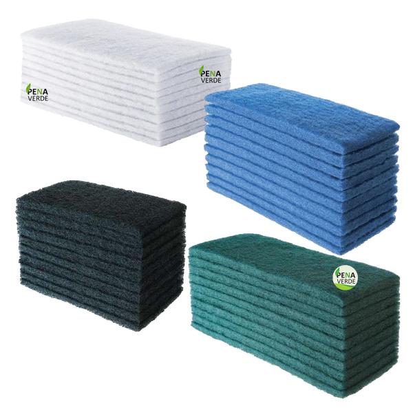 Imagem de Kit Fibras Limpeza 10 Unidades Branca + 10 Un Azul + 10 Un Verde Pesada + 10 Uni Ultra Pesada Preta Fibraço 23cm x 10cm