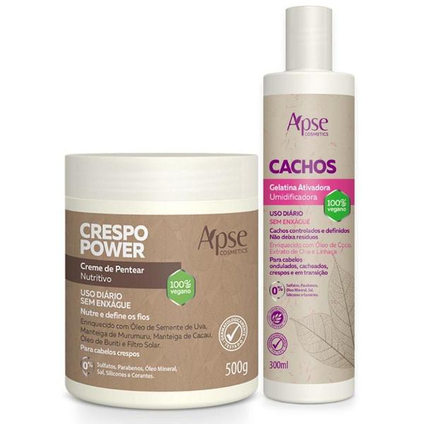 Imagem de Kit Finalizadores Gelatina e Creme de Pentear Crespo Power Apice  Cosmétics - Apse