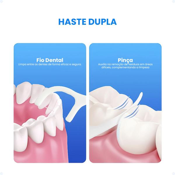 Imagem de Kit Fio Dental Haste Flexível Descartável Higiene Bucal 52un