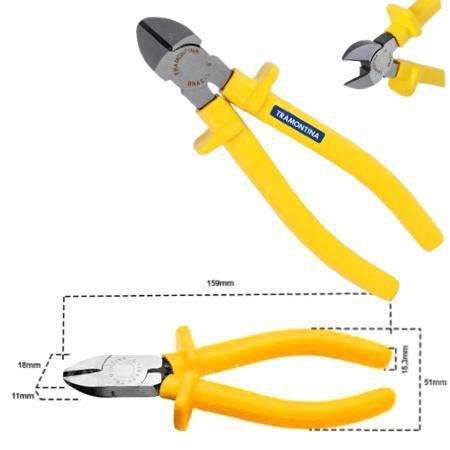 Imagem de Kit Fio Flexível 6mm Amarelo Sil 100m + Alicate Corte Diagonal 6" Pol Tramontina