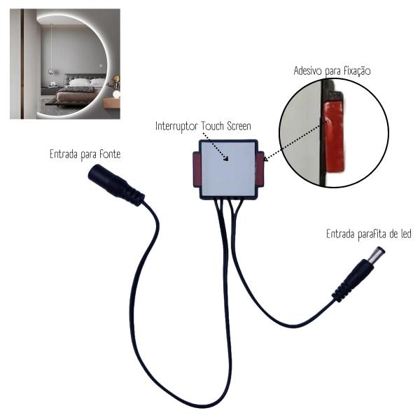 Imagem de Kit Fita De 240 Leds/m 5m 12v  Botão Touch Interruptor De Toque P/ Espelho  Fonte Slim