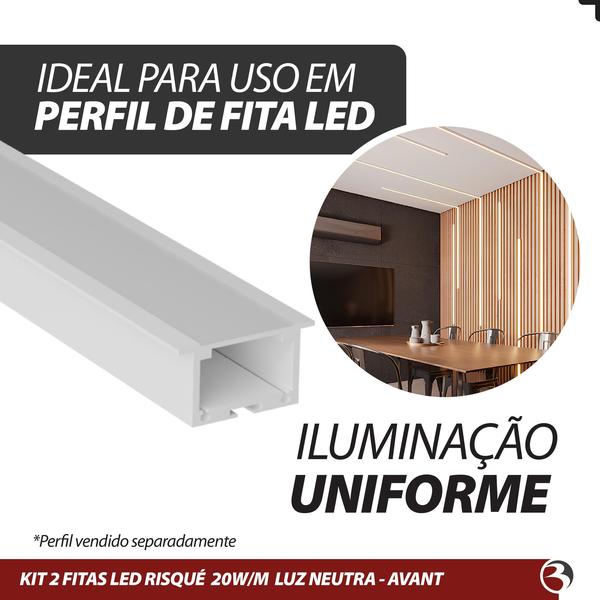 Imagem de KIT Fita De Led 10 Metros 20W 12V Ip20 luz Interna Branco Neutro/Amarela - Risqué Avant