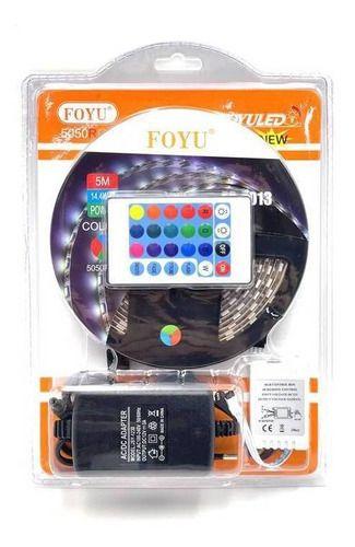 Imagem de Kit Fita De Led 5050 5m Rgb Controle E Fonte 3a Foyu Tb-5016