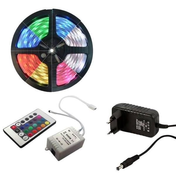 Imagem de Kit Fita De Led 5M 5050 Colorida Com Fonte 12V 3A