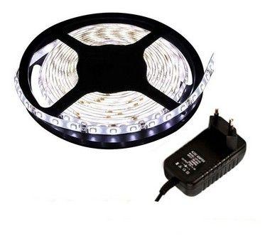 Imagem de KIT Fita LED 3528 Branco Frio 6500K com Silicone Rolo 5 metros 12V + Fonte 2.5AP